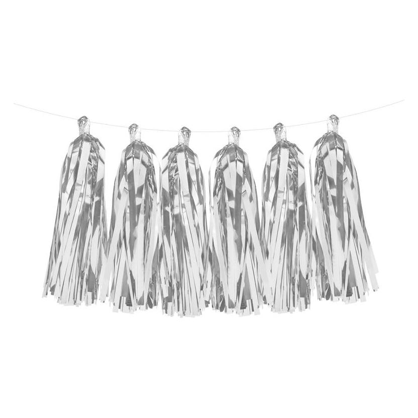 Partydeco Girlande Pompons Silber (50 Stk.) (TG1-018M-KARTON)