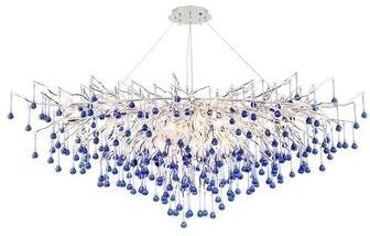 Inspire Select Modern Branch Crystal Chandelier Luxury Pink & Blue Teardrop Hanging Ceiling Light blue Length 39.4 In white Light