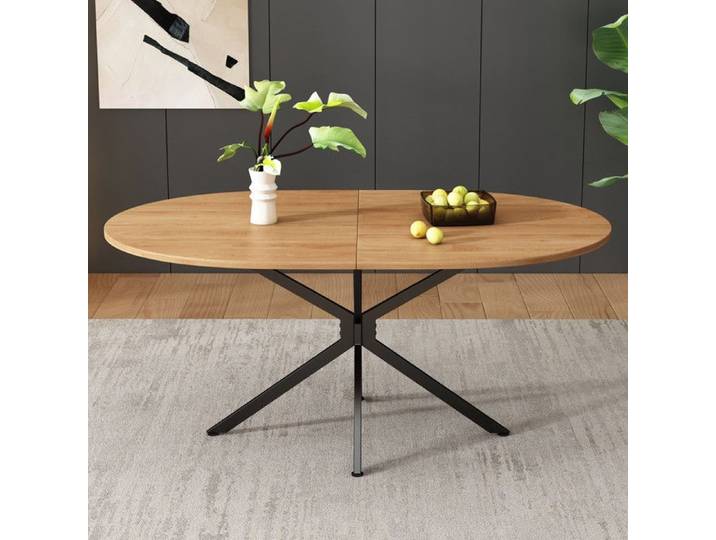 Table à manger 120x80x75 5cm table à manger robuste pieds en métal table à manger ovale pour 4-6 personnes simple et moderne