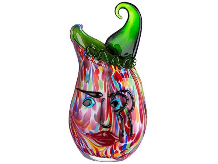 GILDE GLAS art Vase décoratif en Verre pour Le Visage - Décoration de Salon - Cadeau d'anniversaire pour Femme - Couleur : Multicolore - Hauteur : 35 cm