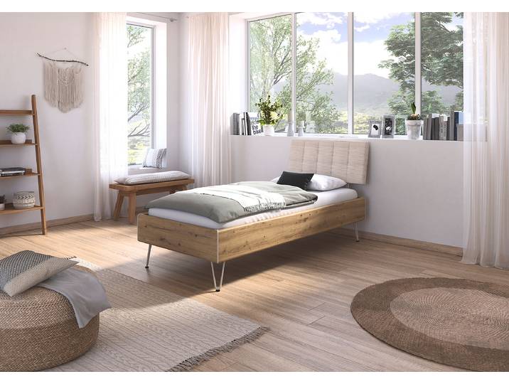 Bettgestell Mavi - Cord 90 x 200cm Cord Holz/Eiche Artisan Dekor Eiche