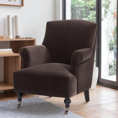 "33.5"" Velvet Pleated Sock Arm Accent Armchair with Sinuous Spring Construction and Solid Wood Turned Legs"