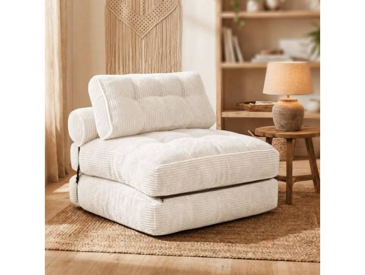 Fabulcozy 4-in-1 Schlafsofa 1-Sitzer, Klappbarer Sessel, Platzsparend und Kompakt Verpackt(Weiß)