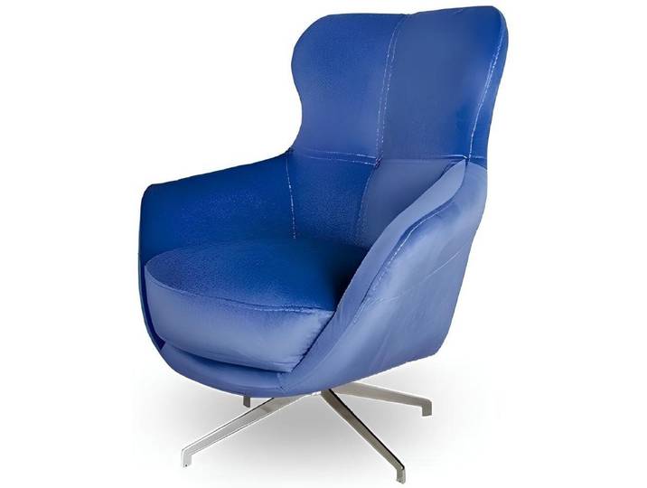 Xlmoebel Loungesessel Blauer Sessel mit mittelweicher Polsterung für hohen Komfort (1-St., Sessel), Hergestellt in Europa