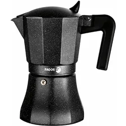 Fagor Italienische Kaffeemaschine TIRAMISU 9 Schwarz Aluminium, Espressokocher, Schwarz