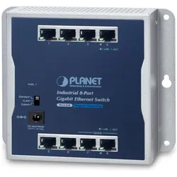 Planet Industrial 8-Port (8 Ports), Netzwerk Switch, Blau, Grau