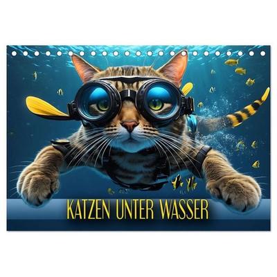 Katzen unter Wasser (Tischkalender 2027 DIN A5 quer), CALVENDO Monatskalender