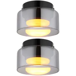 2x LED Deckenleuchte Deckenlampe Schlafzimmerlampe Grau Aluminium H 13 cm