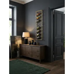 Weinregal Metall Groß Schmal Wandmontage Hängend, Gold 36x8x150 cm
