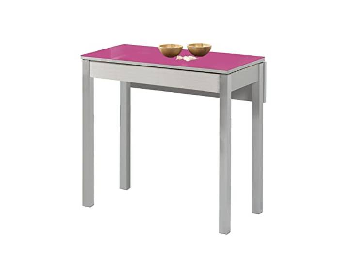 ASTIMESA Flügel fällt heraus Küchentisch, Metall Glas Holz, Fuchsia, 90x50 cms