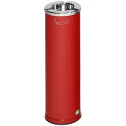 PROREGAL Robuster Ascher mit poliertem Aschereinsatz | 0,2 Liter, HxBxT 66x20x20cm | Verzinkter Stahl | Rot  | Ascher Aschenbecher