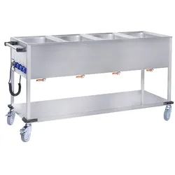 Mobiltherm BW4K, Fahrbarer Speisenausgabewagen, Edelstahlausführung, 4 GN, 650 x 1700 x 900 mm