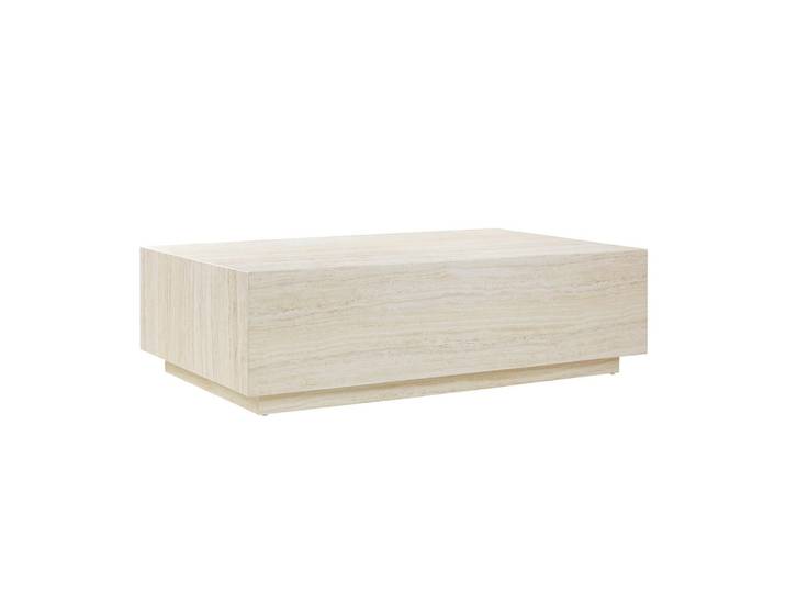Livetastic Couchtisch, Beige, Travertinoptik, rechteckig, Sockel, 75x35x120 cm, Wohnzimmer, Wohnzimmertische, Couchtische