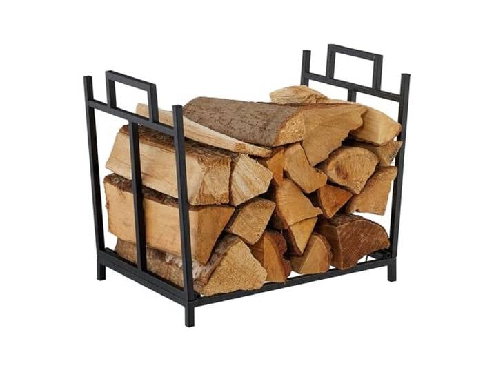 Relaxdays\, porte-bûches\, métal\, H x L x P : 41 x 45 x 33 cm\, porte-bûches pliable\, bois de chauffage\, bois empilé\, noir