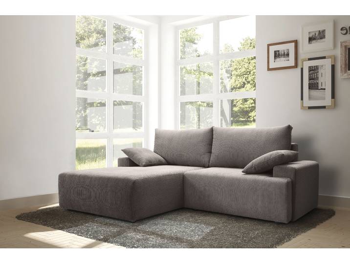 Ecksofa EXXPO - SOFA FASHION Orinoko, aktuelles Design und hoher Sitzkomfort, L-Form , braun (cappuccino), B:240cm H:92cm T:177cm, Sofas, Ecksofa, inkl. Bettfunktion und Bettkasten, schöne Farben im angesagten Cord