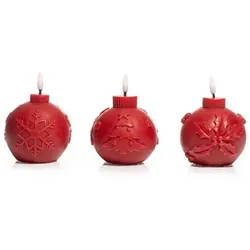 ELAMBIA 3 LED-Kerzen Weihnachtskugel Flamme Luma, Timer Ø 9cm