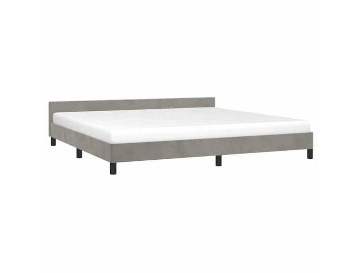 Cadre de lit - - 200x200 cm - gris clair - velours - Sans matelas - Tête de lit - 2 places - Sommier à lattes inclus 21340