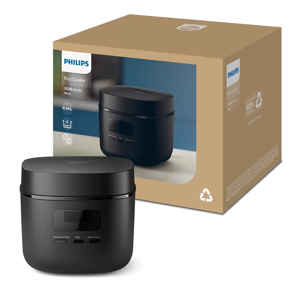 Philips HD3080/80 3000 Series Mini-Reiskocher schwarz