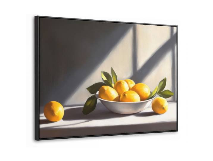 LEINWAND Bilder mit Rahmen - Zitronen - Stilleben - Gelb - 100x70