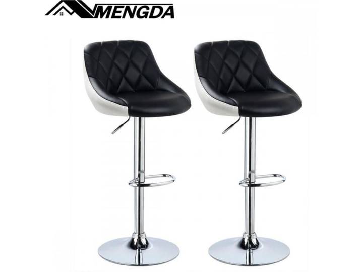 Lot de 2 tabouret de bar-MENGDA-Chaise de bar-Réglage en hauteur-pour les bars et les restaurants-Noir devant et blanc derrière
