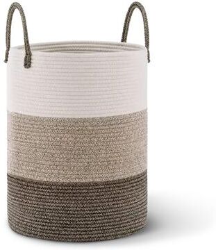 Cheer Collection Large Woven Cotton Laundry Hamper with Handles Stylish Storage Basket for Clothes Toys and Blankets