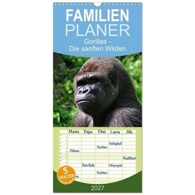 Familienplaner 2027 - Gorillas - Die sanften Wilden mit 5 Spalten (Wandkalender, 21 x 45 cm) CALVENDO