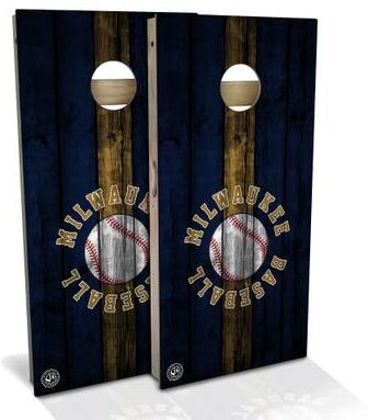 Skip's Garage Milwaukee Baseball Outdoor Cornhole Board Set