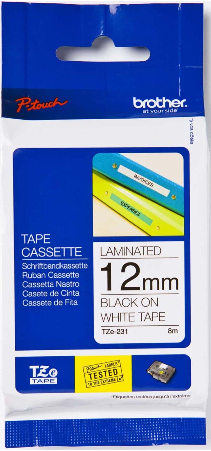 Brother Schriftbandkassette TZe-253 weiß/blau (TZE253)