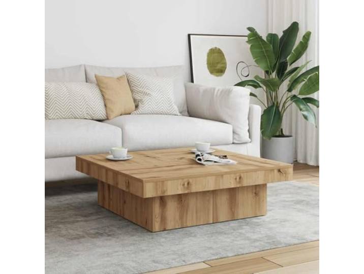 HEFZGDB Couchtisch Artisan-Eiche 90x90x28 cm Holzwerkstoff mit Stabiler Tischplatte und reichlich Stauraum für Wohnzimmer