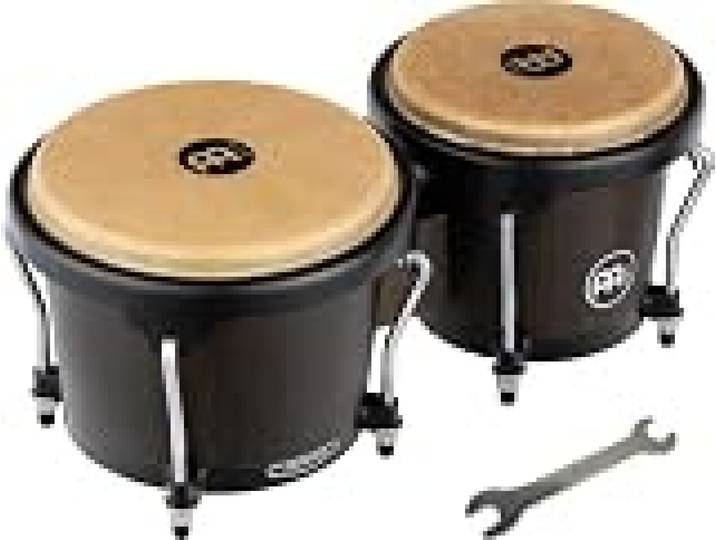 Meinl Percussion Bongos Headliner Wood - deux hand drums de 6,75 et 8 pouces - avec clé d'accord - chêne du Siam, Noir (HB100VWB-M)