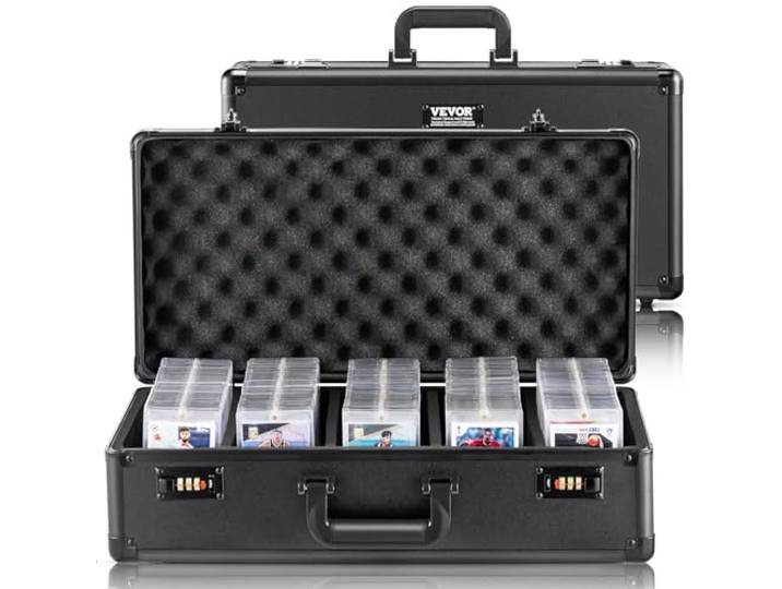 VEVOR Boîte de Rangement pour Cartes gradées\, 5 emplacements\, étui de Transport pour Cartes de Sport gradées\, séparateurs Mousse\, verrou à Code\, pour 162 PSA\, 115 BGS\, 130 SGC Cartes\, 585 Top loaders