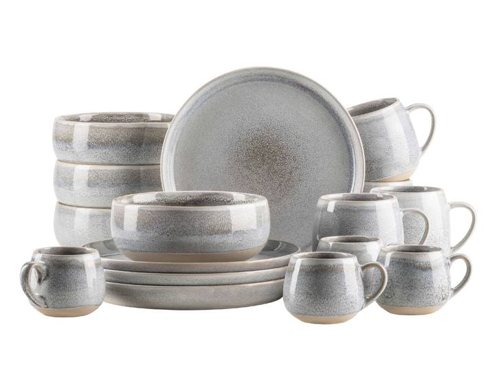 Frühstücks-Geschirrset MÄSER Aquata , grau, 16 Stk., Geschirr-Sets, Frühstücks-Geschirrset
