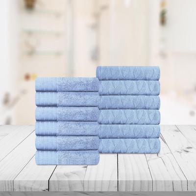 Turkish Cotton Herringbone and Solid Washcloth Towel Set by Superior