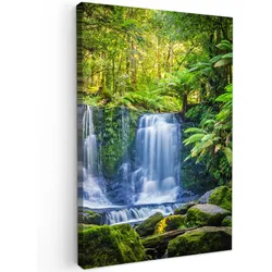LEINWANDBILD Dschungel - Wasserfall - Australien - Pflanzen - Natur Deko XXL 80x120 cm