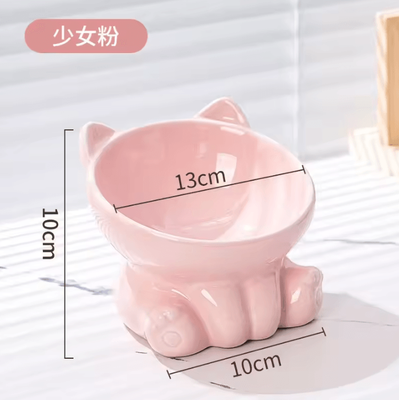 Inspire Curations CozyTilt Elevated Ceramic Pet Bowl With High Stand pink