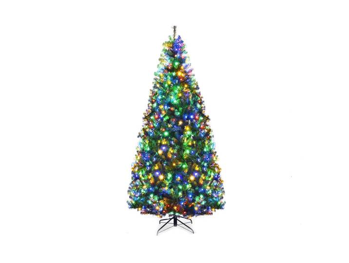 Sapin de noël artificiel lumineux led lumière 4 couleurs vert 210cm