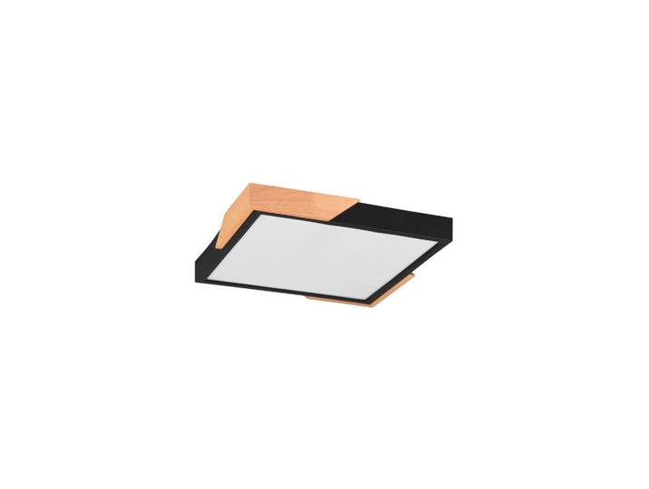 Led-Deckenleuchte Meta, Schwarz, Holz, Kunststoff, 31.5x3.5x31.5 cm, Lampen & Leuchten, LED Beleuchtung, LED-Deckenleuchten