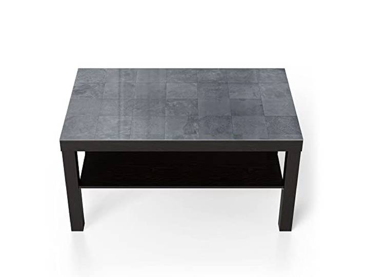 DEQORI Glastisch schwarz groß 90x50 cm Motiv Natursteinfliesen ausgefallener Beistelltisch aus Glas Hochglanz Couchtisch fürs Wohnzimmer moderner Couch Tisch mit Design