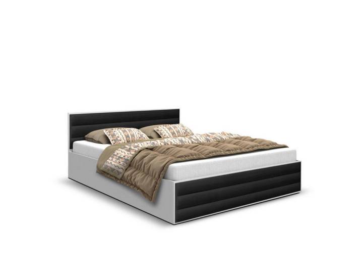 Sepro Meble Bett Schwarz Aldo 3 Mit Dreifachen Paneelen Und Matratze 120x200 cm, 120x200 cm, Schlafzimmer, Betten