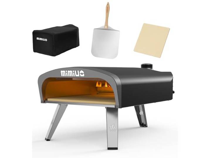 Mimiuo Tragbarer Gas Pizzaofen mit Pizzastein & Pizzaschaufel Pizza Ofen für Balkon, Terrasse & Garten, Schnelle Aufheizung & gleichmäßige Hitzeverteilung für authentische Pizzaergebnisse