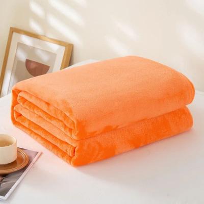 Uplift Picks Coral Fleece Flannel Blanket Soft Warm Solid Color Bed Throw orange 100x150cm 39x58inch