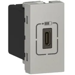Legrand 079389 Mosaic USB Typ-C Ladesteckdose 1-modulig, Ladestrom 1,5 A Farbe: Aluminium