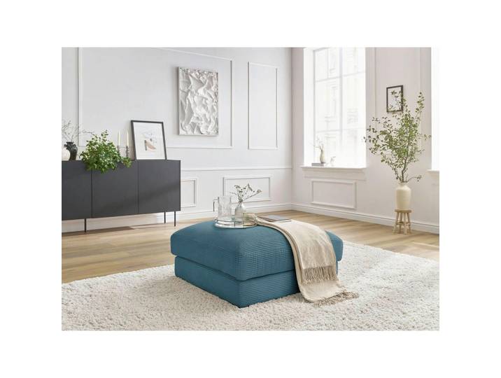 Hocker Leonard, Hellblau, Kunststoff, quadratisch, 86x43x86 cm, Wohnzimmer, Hocker, Sitzhocker