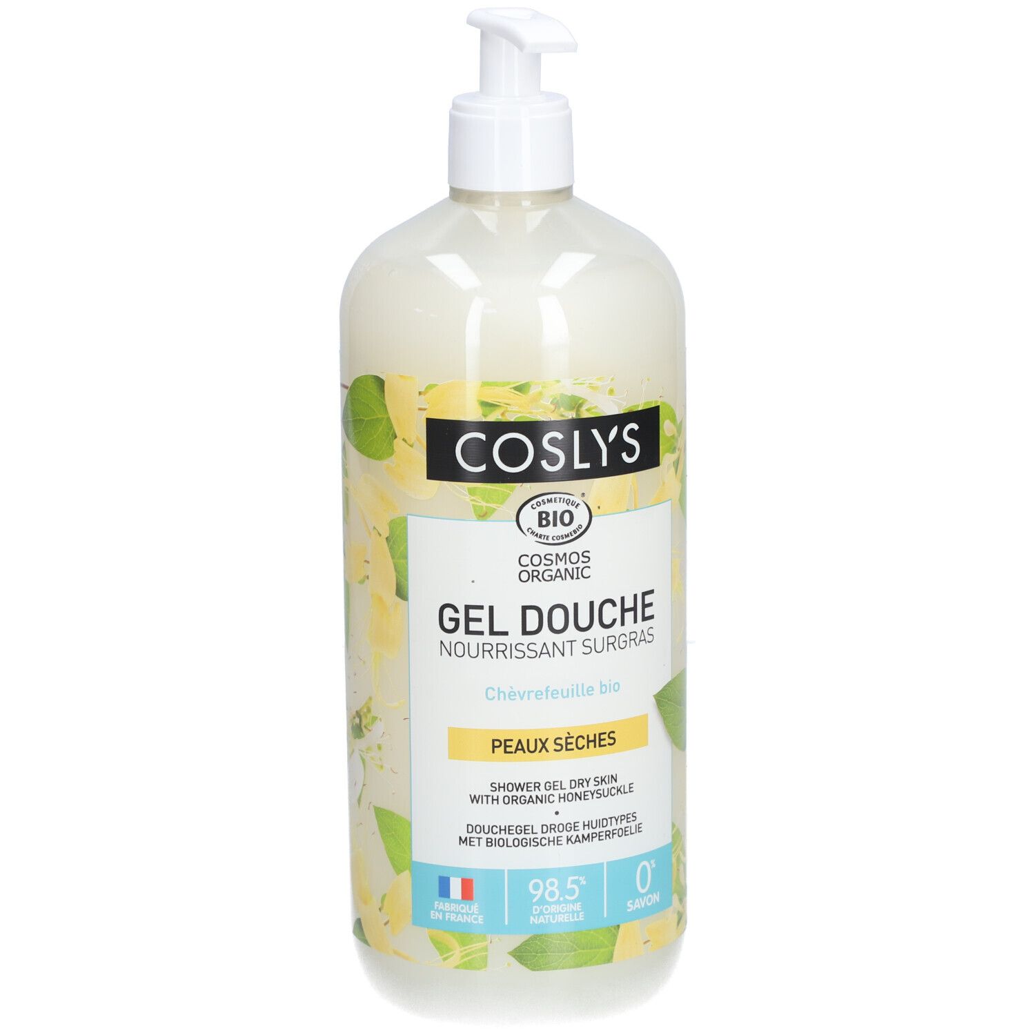 Coslys Gel Douche Bio Nourrissant Surgras Peaux Seches Chevrefeuille Flacon 1l 1 l Duschgel