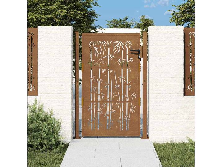 vidaXL Gartentor 100x125 cm Cortenstahl Bambus-Design