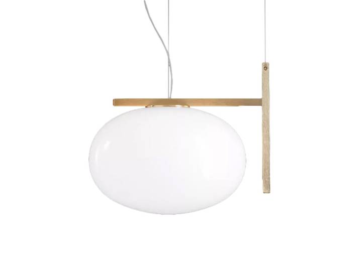 OLUCE lampe à suspension ALBA (1 bras - verre soufflé et laiton)