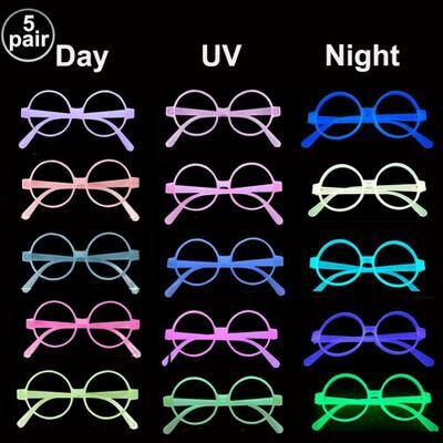 Uplift Picks Neon Party Fedora Hats Glow Bright Under UV Blacklight Party Celebrations glasses A (5 Pair)
