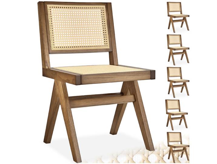 Holzstuhl Lissy mit Wiener Geflecht im Boho-Stil - Eiche hell, 6er Set