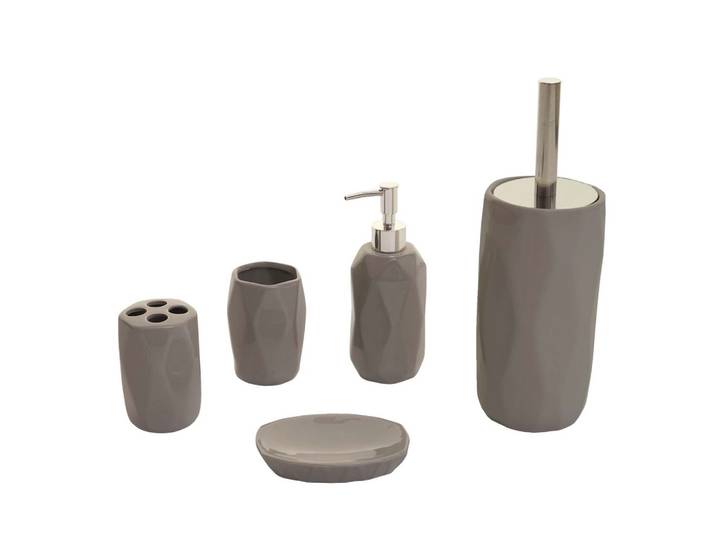 5-TEILIGES BADSET Grau 5er-Set