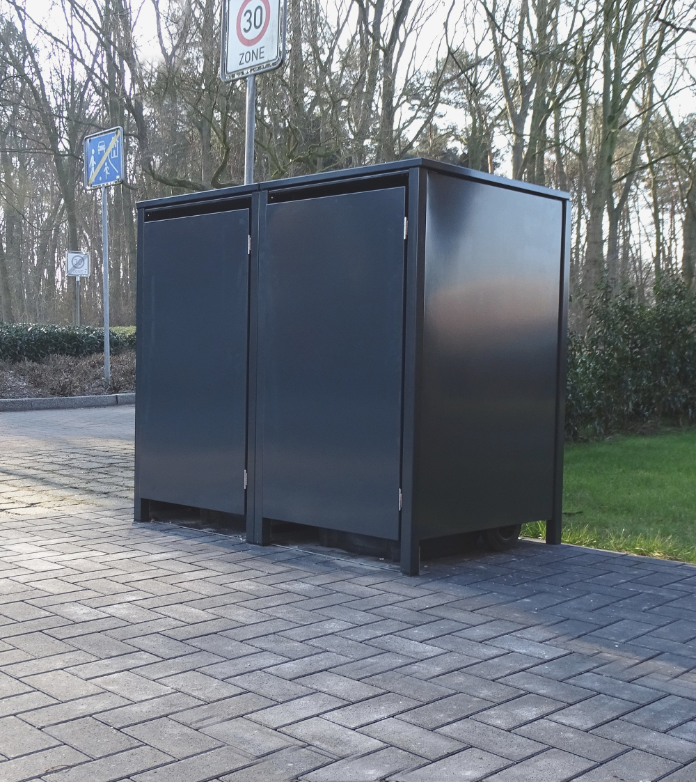 2 Mülltonnenboxen o.Stanzung Anthrazit komplett RAL 7016 für 120Liter Mülltonnen